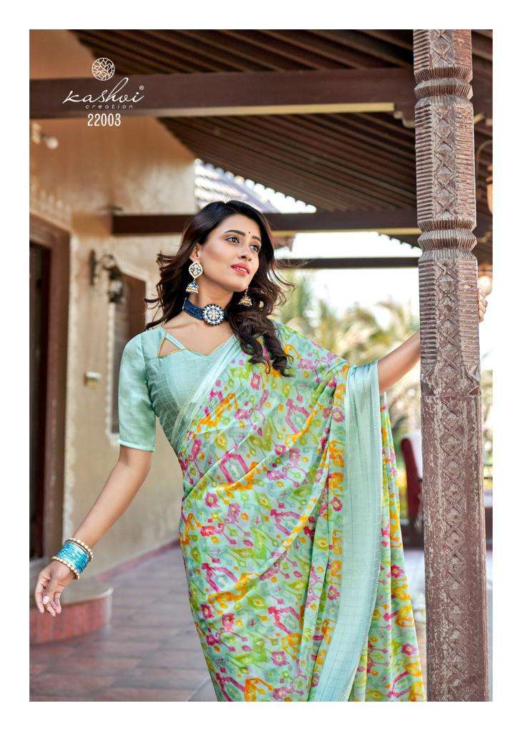 kashvi creation madhurima 22001-22008 series fancy designer saree catalogue online supplier surat 