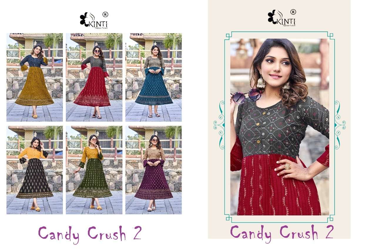 kinti fashion candy crush vol-2 flare style designer kurtis catalogue wholesale price surat 