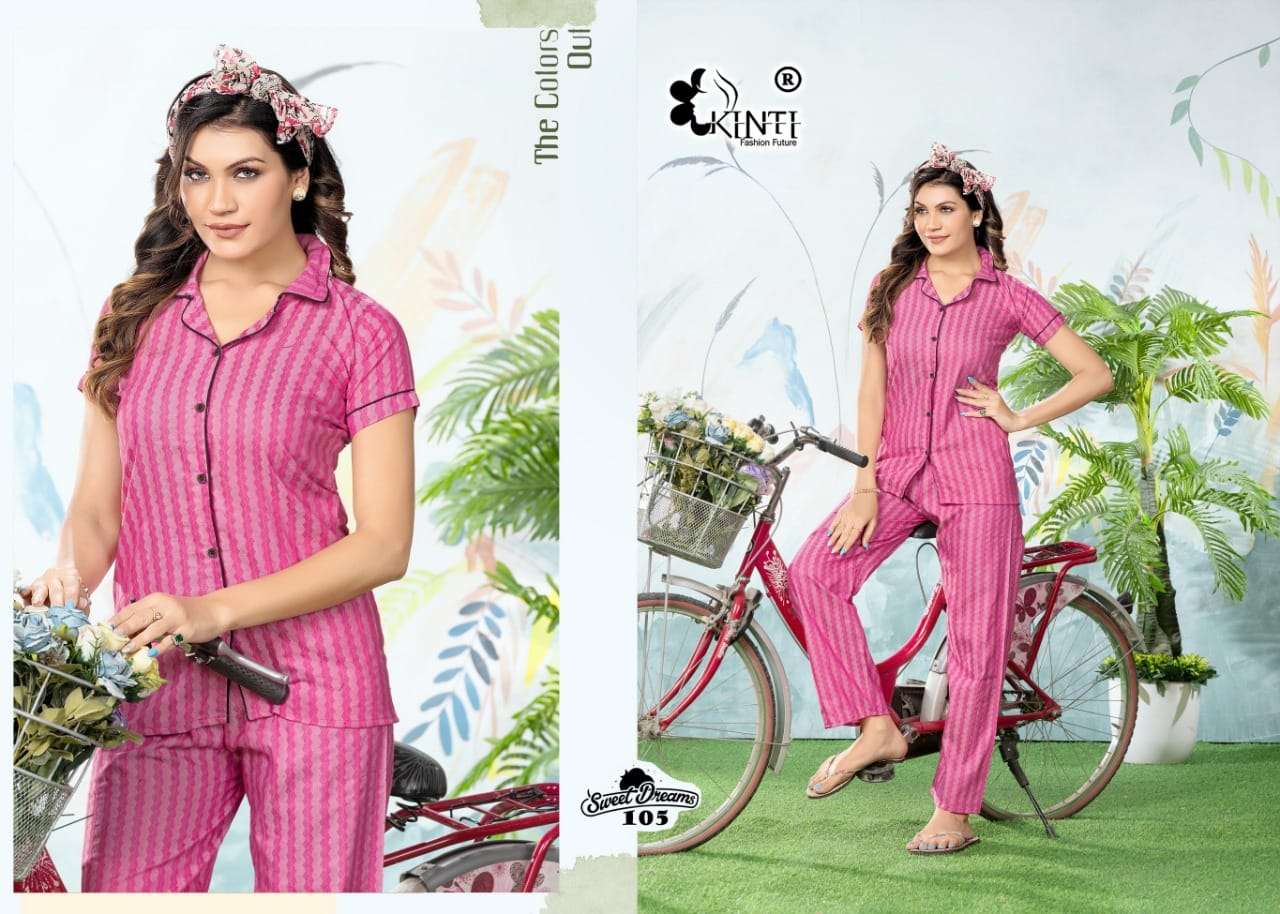 kinti fashion sweet dreams 101-108 series fancy designer night wear catalogue online dealer surat 