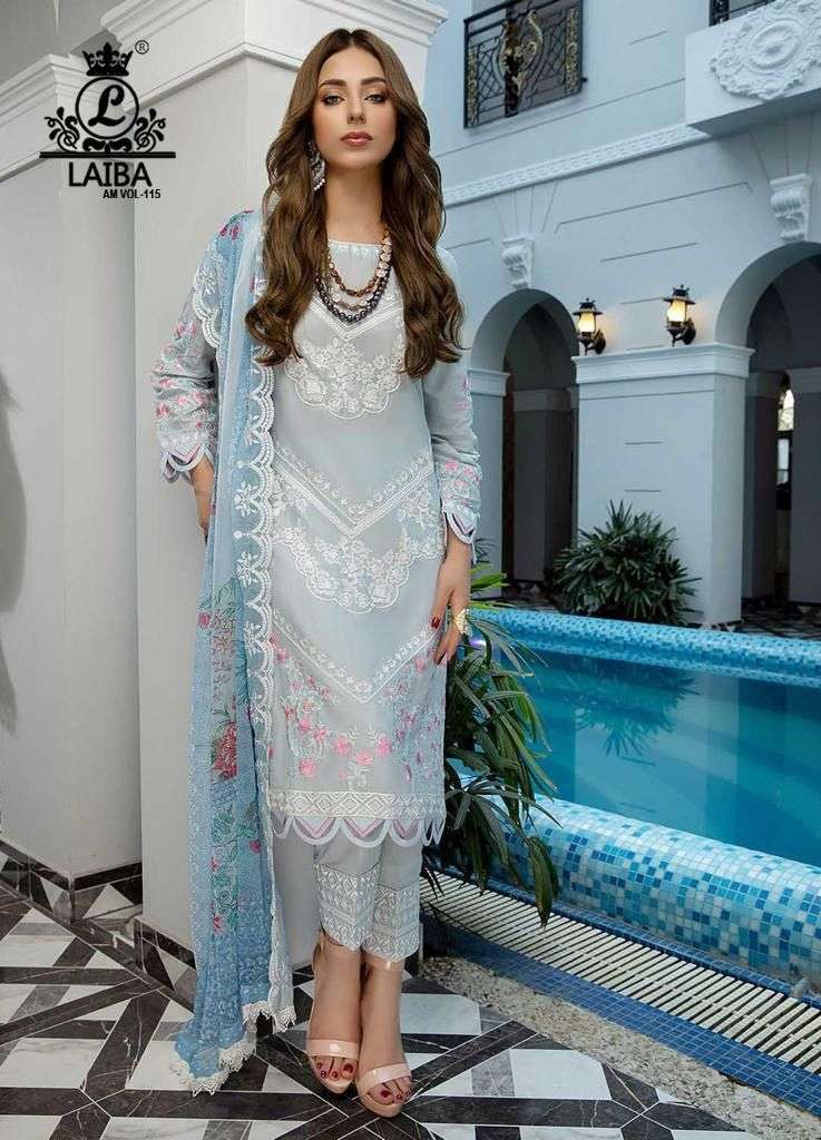 laiba am vol-115 stylish look designer pakistani salwar suits wholesaler surat