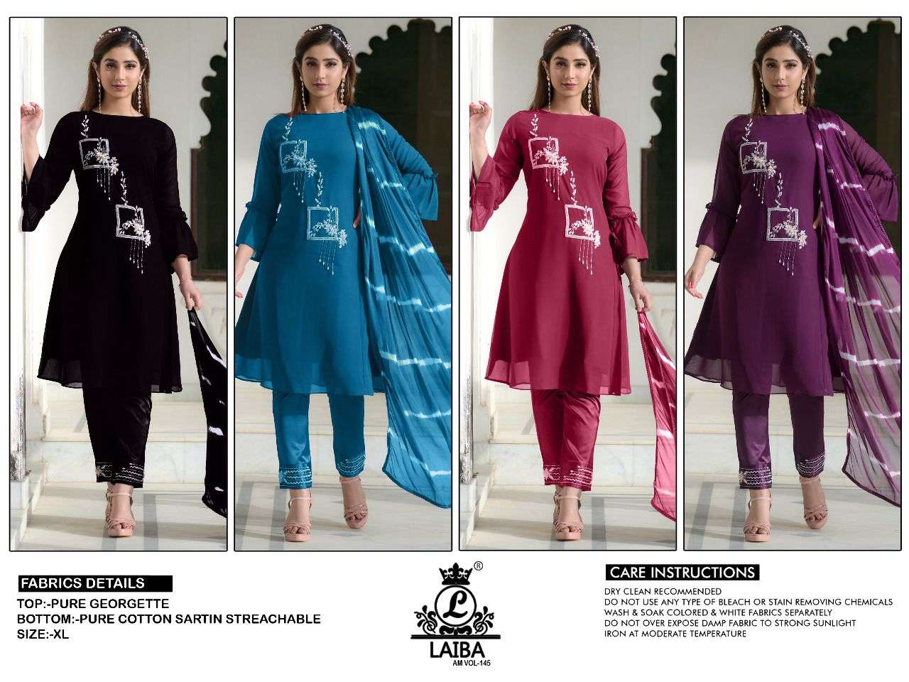 laiba am vol-145 pure georgette designer salwar suits catalogue online wholesaler surat