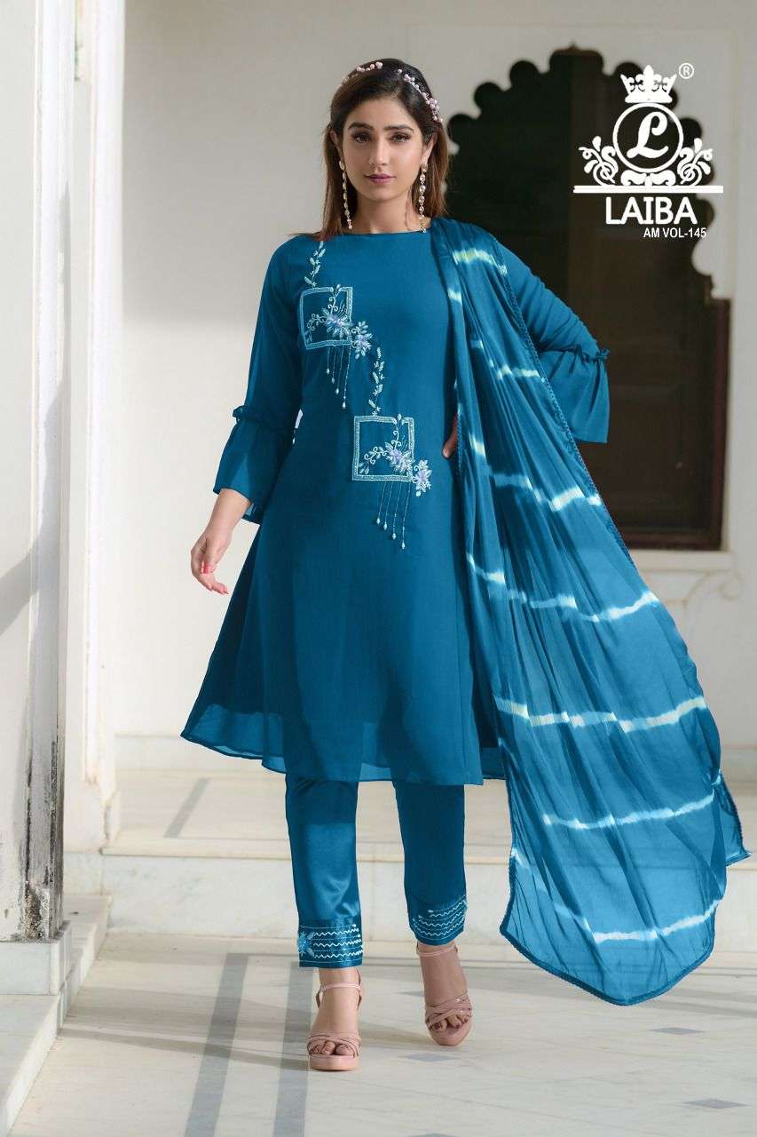 laiba am vol-145 pure georgette designer salwar suits catalogue online wholesaler surat