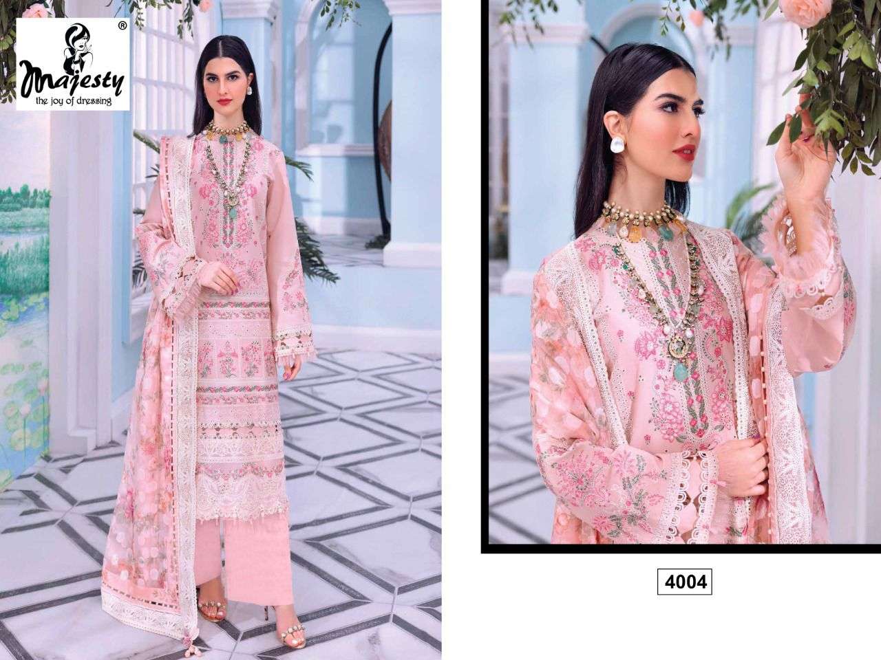 majesty cheveron lawn vol-2 4001-4005 series fancy designer pakistani salwar kameez wholesale price surat 