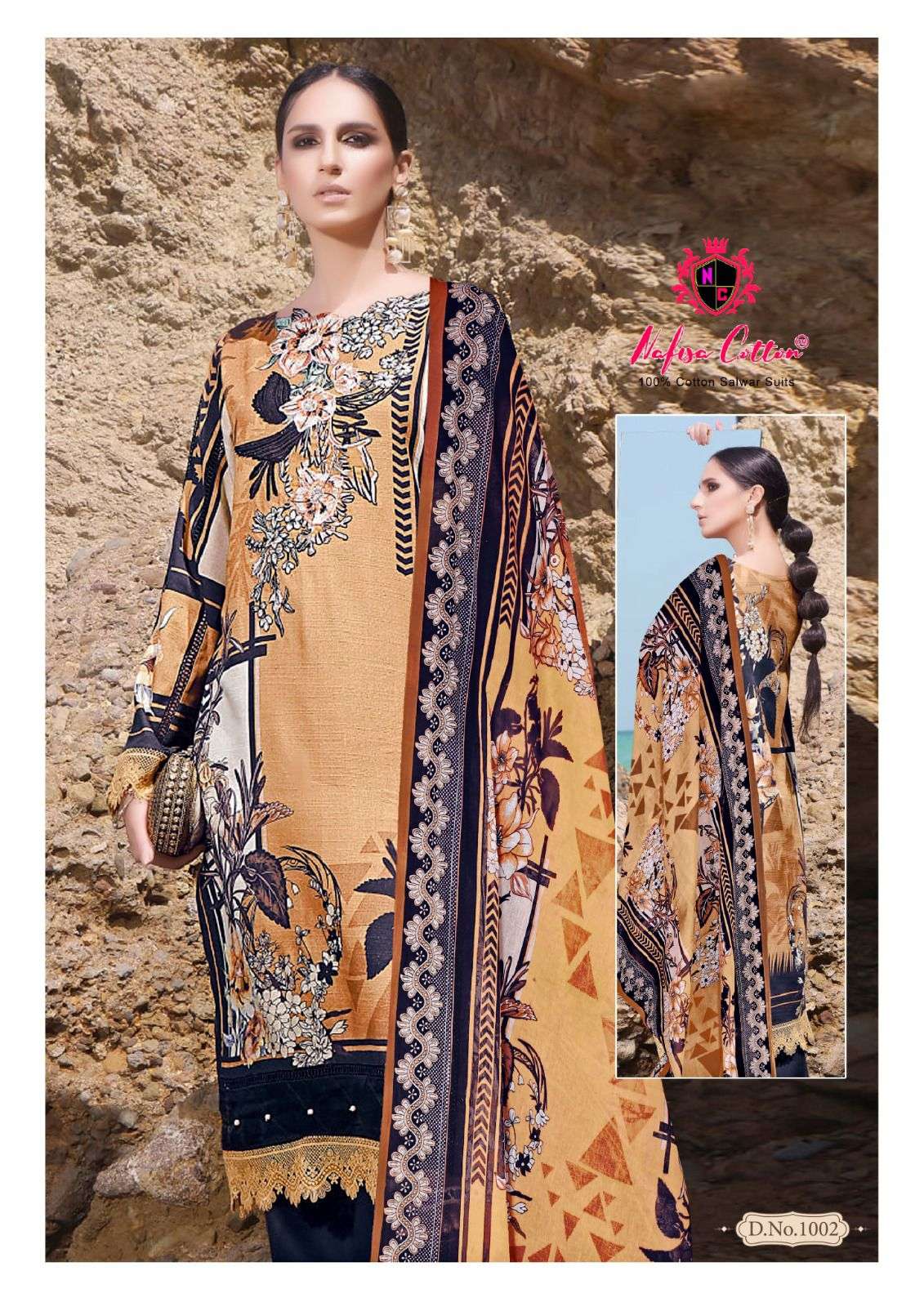 nafisa cotton esra 1001-1006 series karachi style designer salwar kameez catalogue exporter surat 