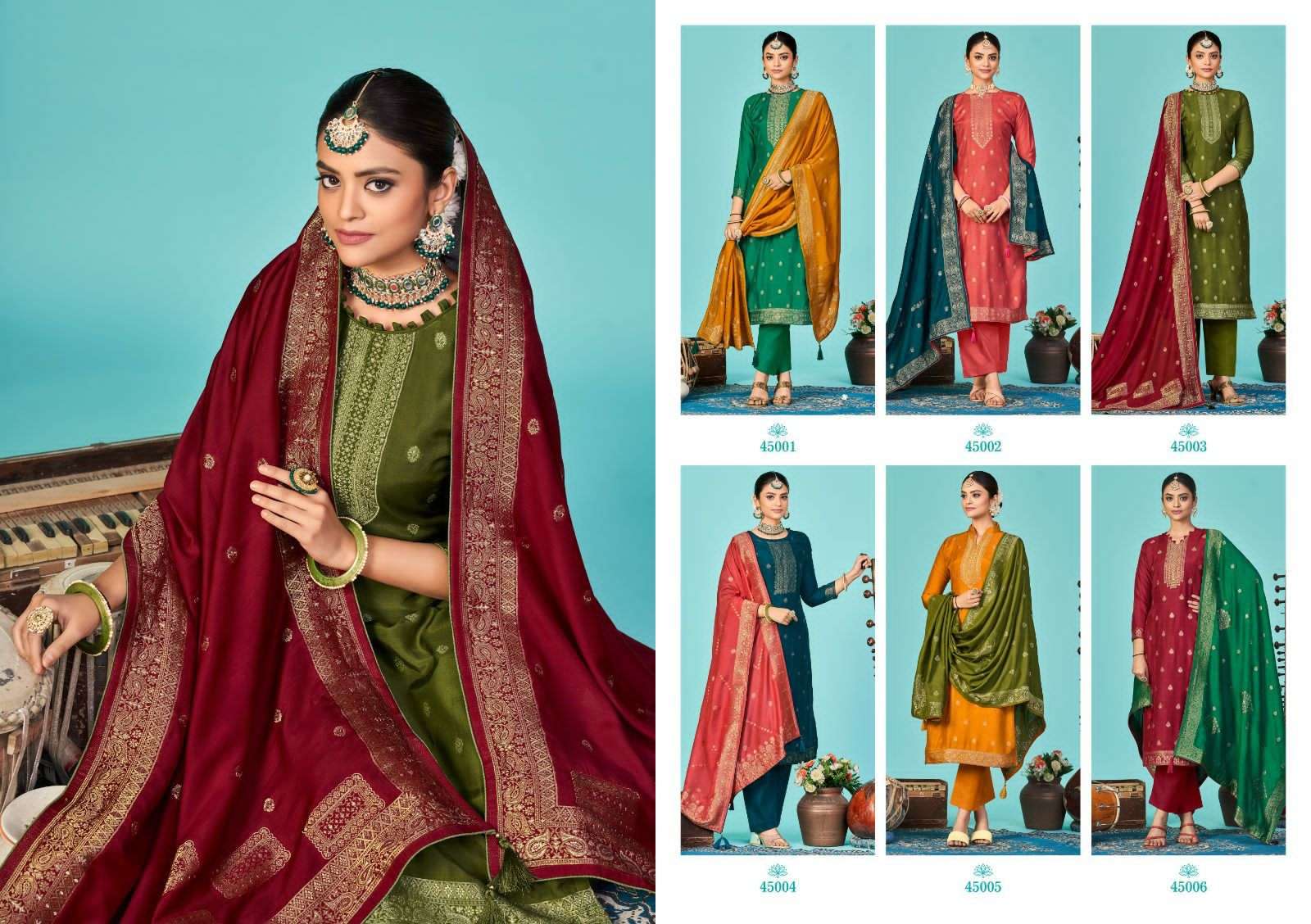nishant fashion zulfat vol-2 45001-45006 series stylish designer top with bottom and dupatta latest catalogue