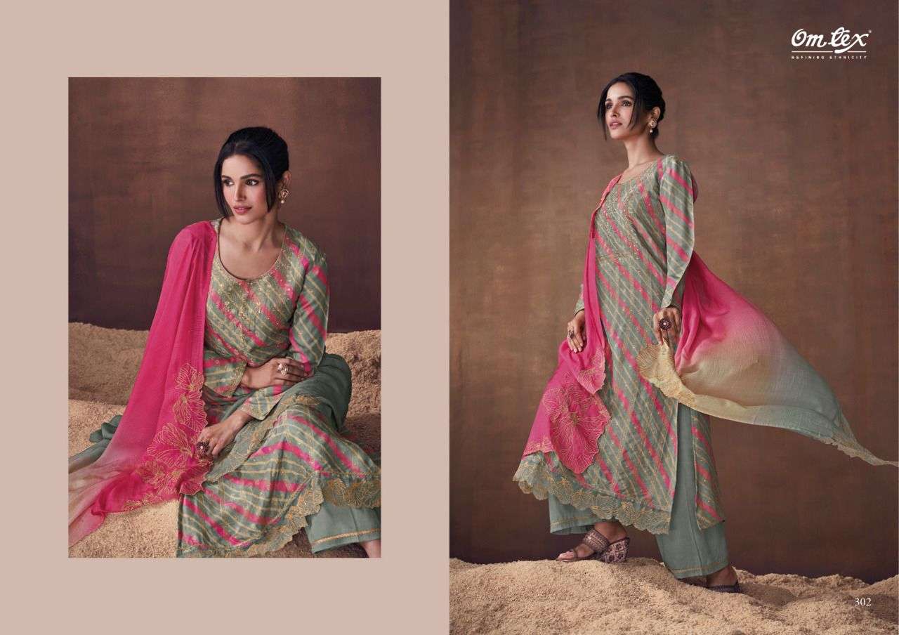 om tex vrunda 301-306 series stylish designer salwar kameez catalogue online supplier surat 