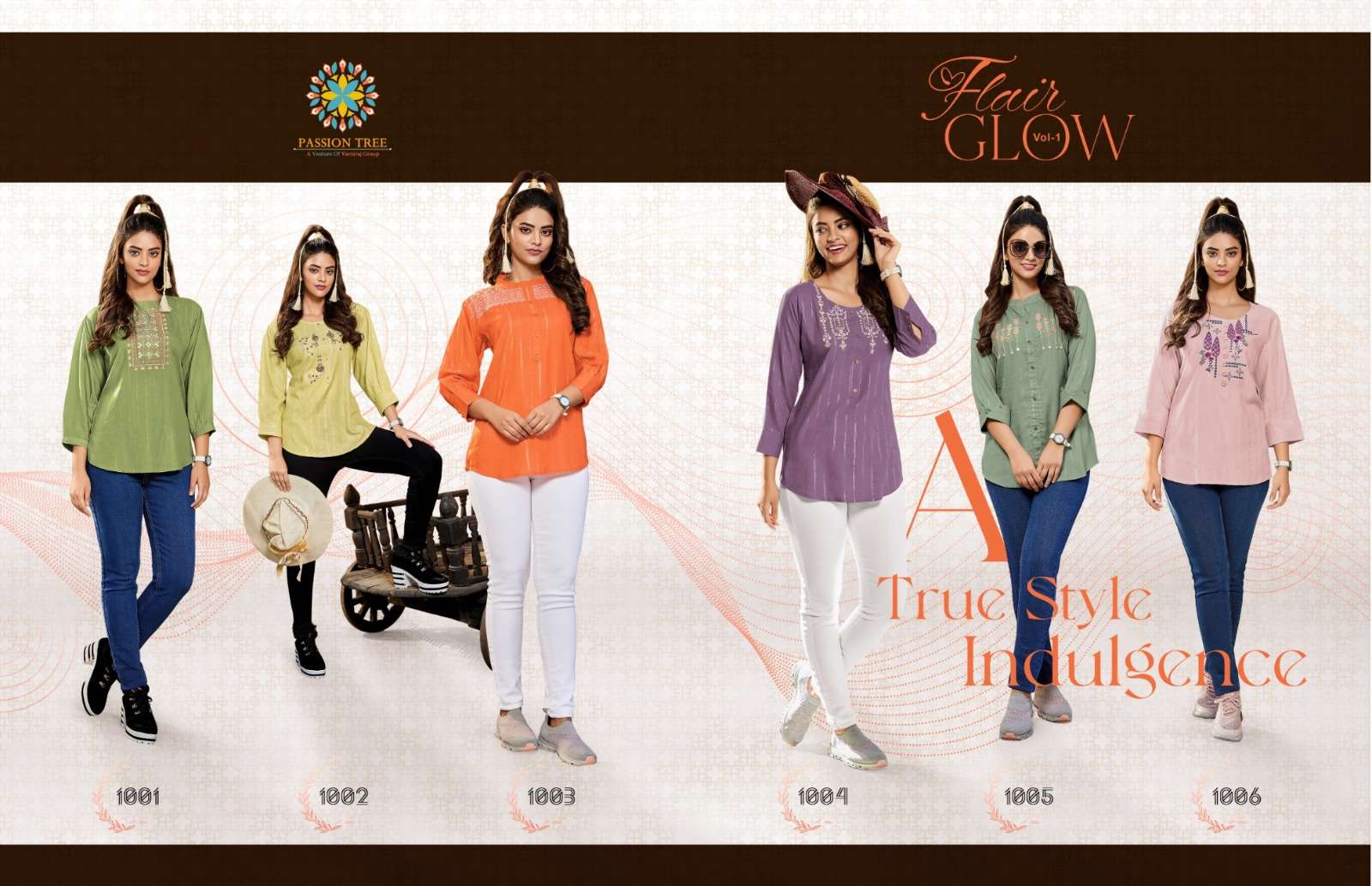 passion tree flair glow vol-1 1001-1006 series fancy designer shorts top new catalogue collection 