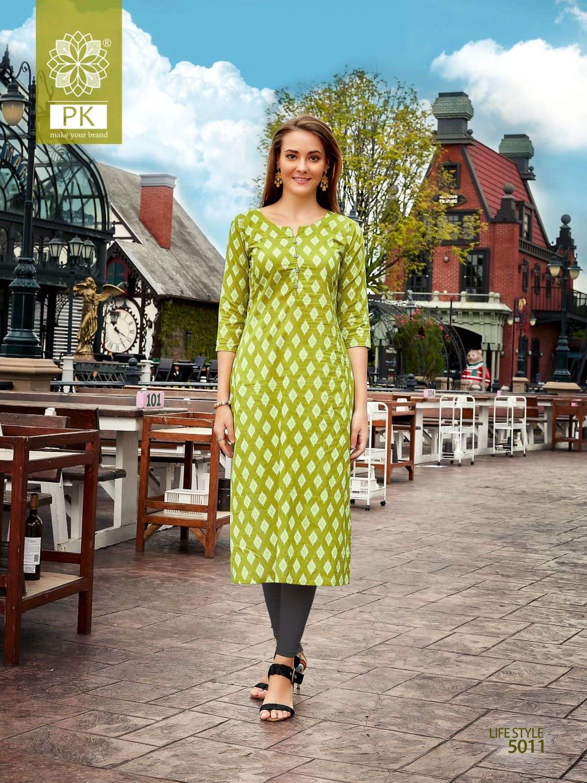 pk life style vol-5 5001-5020 series trendy designer kurtis catalogue online market surat 