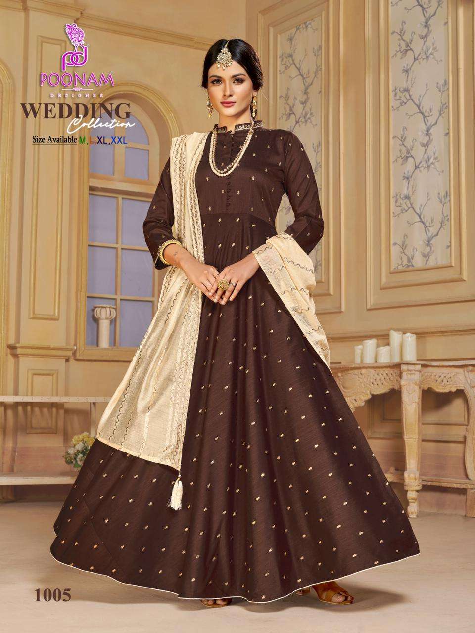 poonam designer wedding collection 1001-1006 series wedding seasons special designer gown with dupatta new catalogue 