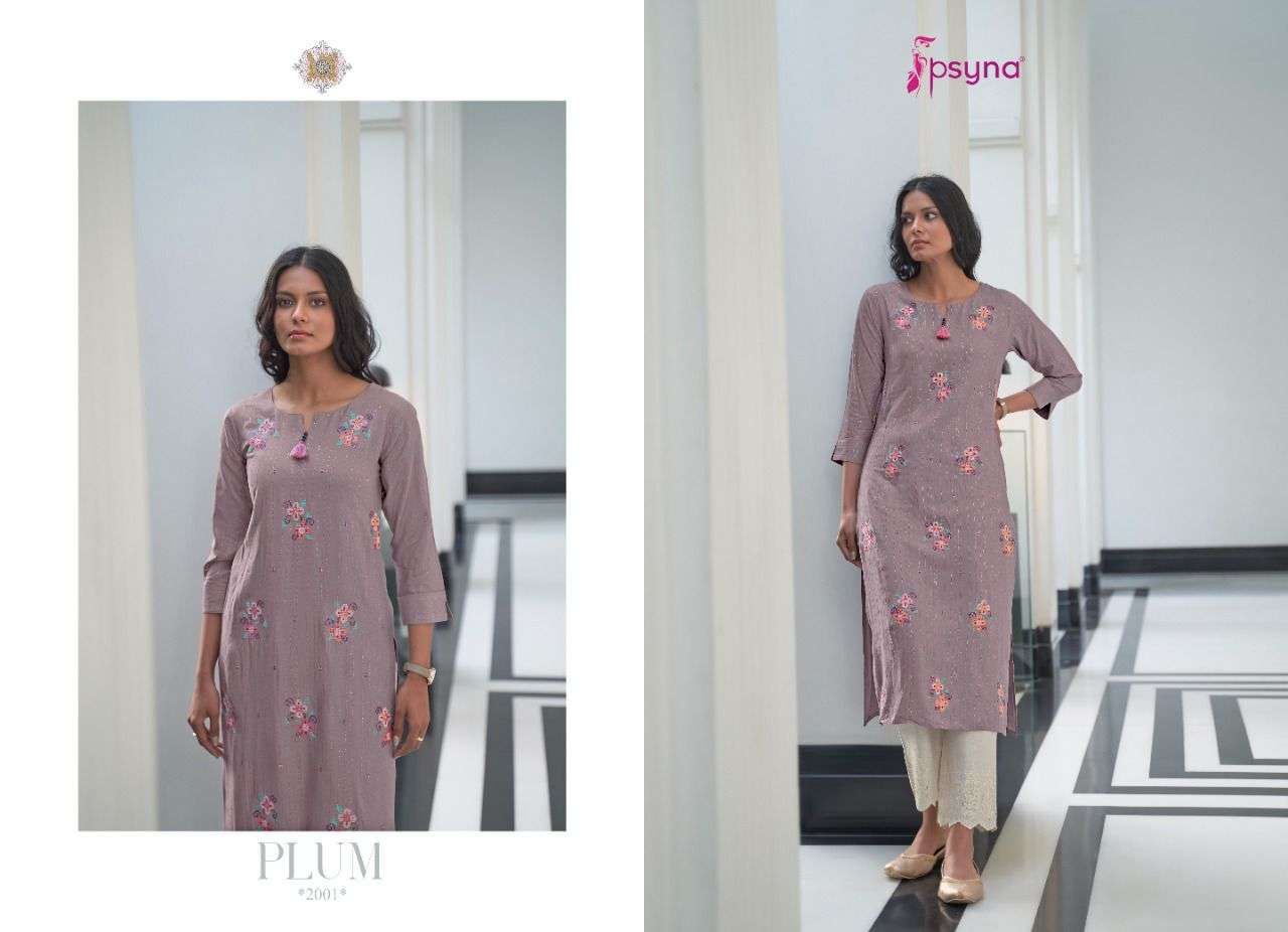 psyna plum vol-2 2001-2006 series rayon designer only kurtis catalogue manufacturer surat 