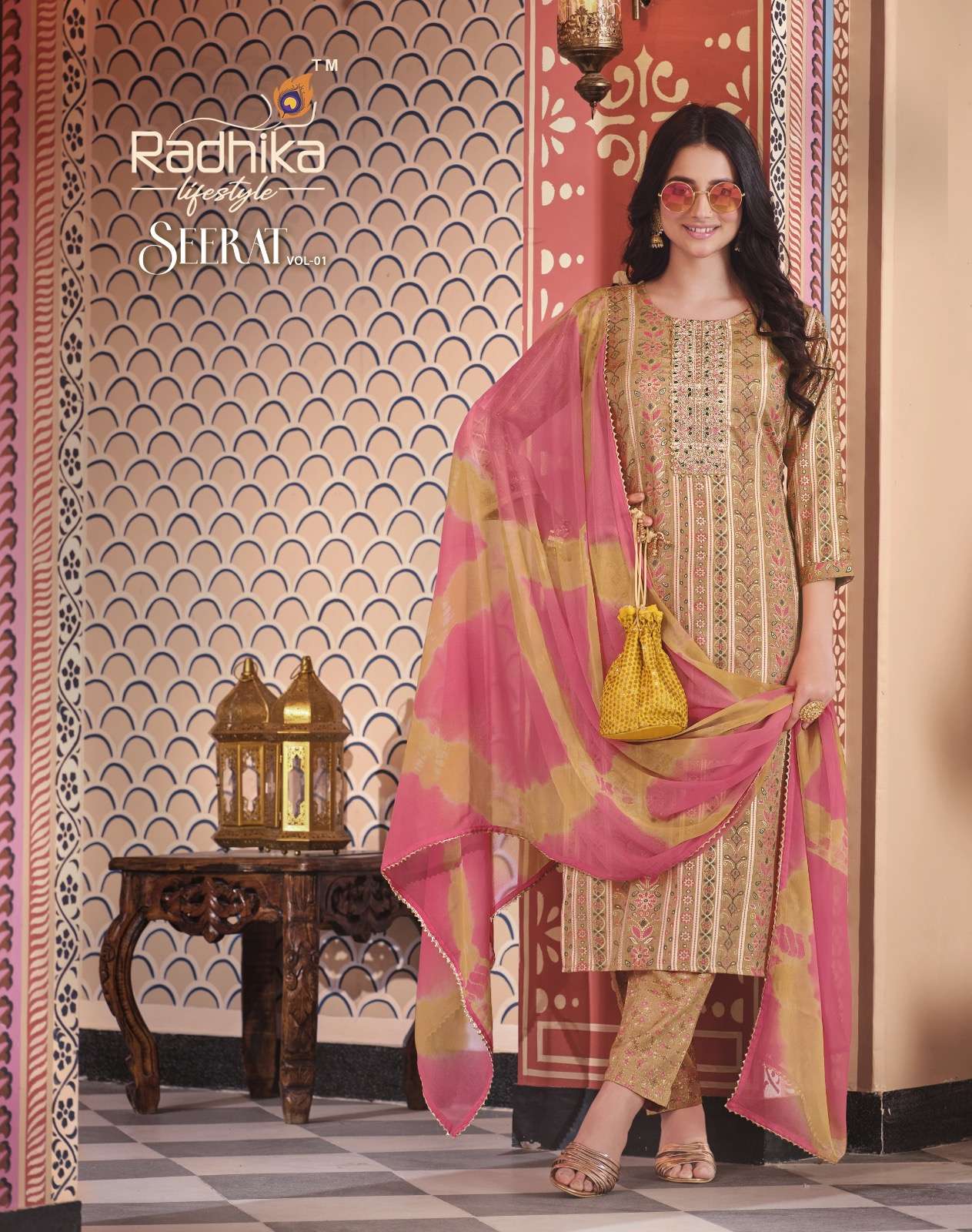 radhika lifestyle seerat vol-1 1001-1008 series rayon designer kurtis catalogue online supplier surat 
