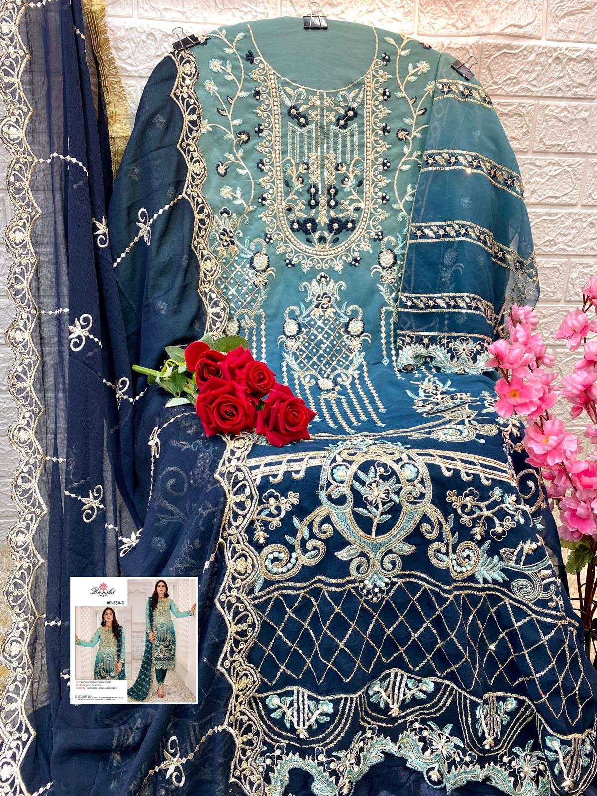ramsha 580 nx georgette designer pakistani salwar kameez wholesale price surat