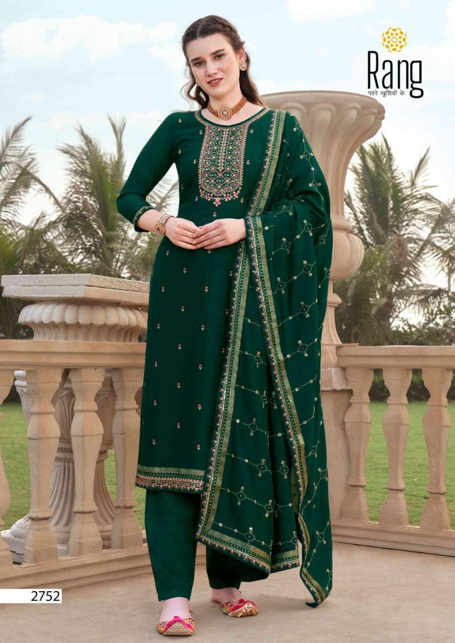 rang vrinda 2751-2754 series vichitra silk with fancy work designer salwar suits surat