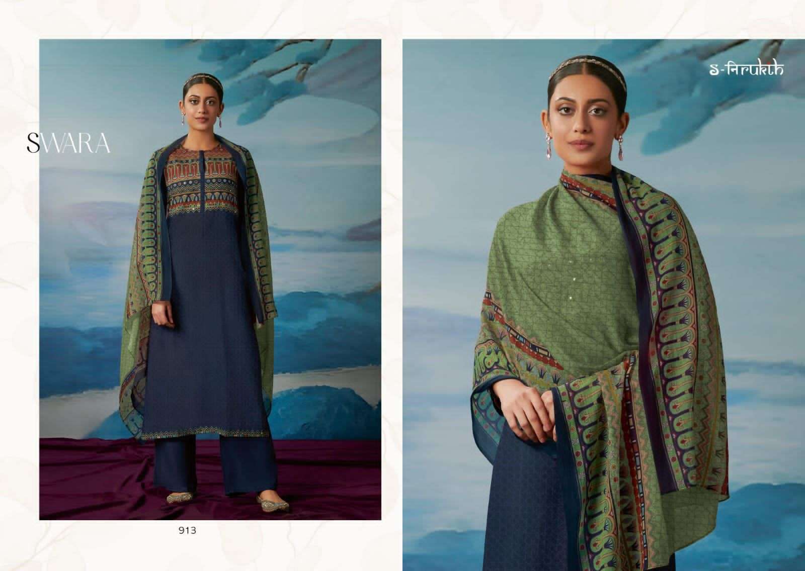 s-nirukth swara cotton print with work designer salwar kameez catalogue online wholesaler surat 