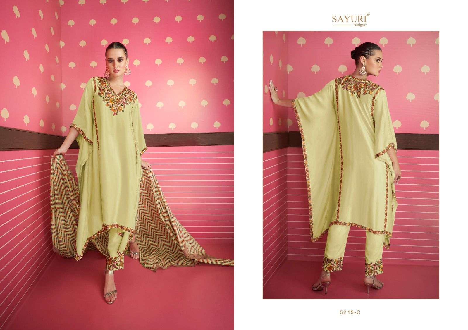 sayuri designer kaftan 5215 series fancy look designer kaftan with pant and dupatta new catalogue 2023 