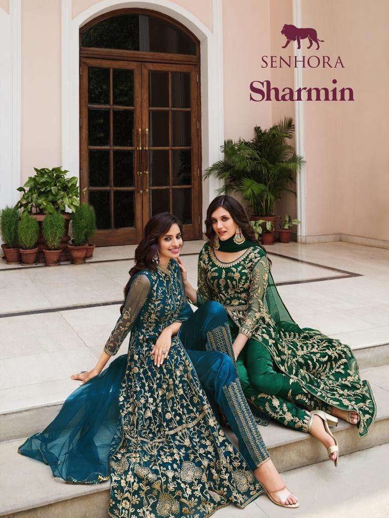 senhora sharmin 2064-2067 series butterfly net with embroidered latest fancy salwar suits collection surat 