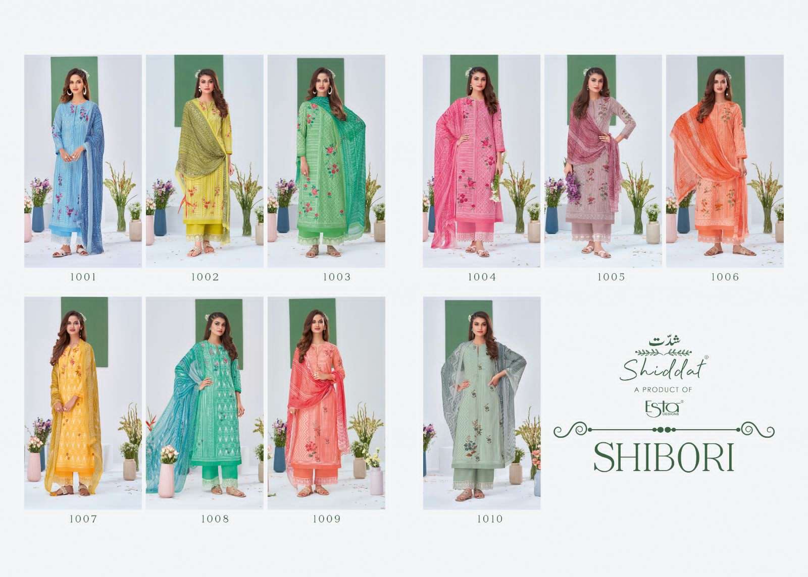 shiddat shibori 1001-1010 series indian designer salwar kameez manufacturer surat 