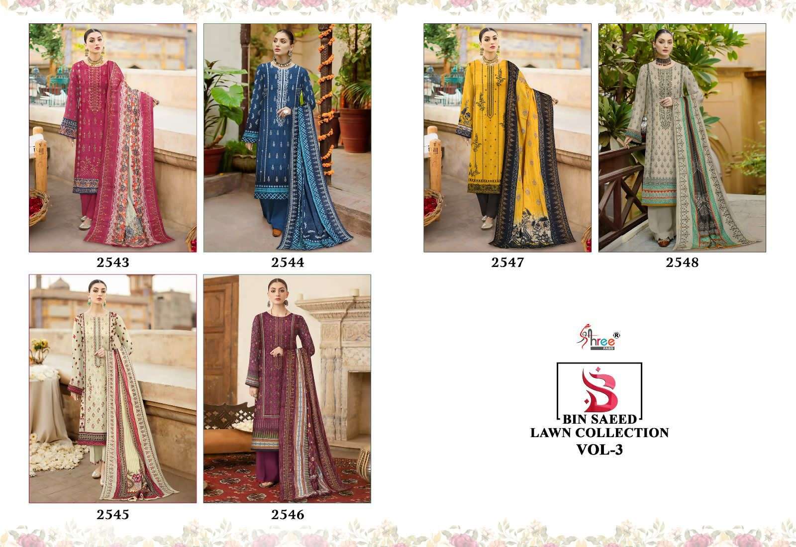 shree fabs bin saeed vol-3 2543-2548 series stylish designer pakistani salwar kameez wholesale price surat 