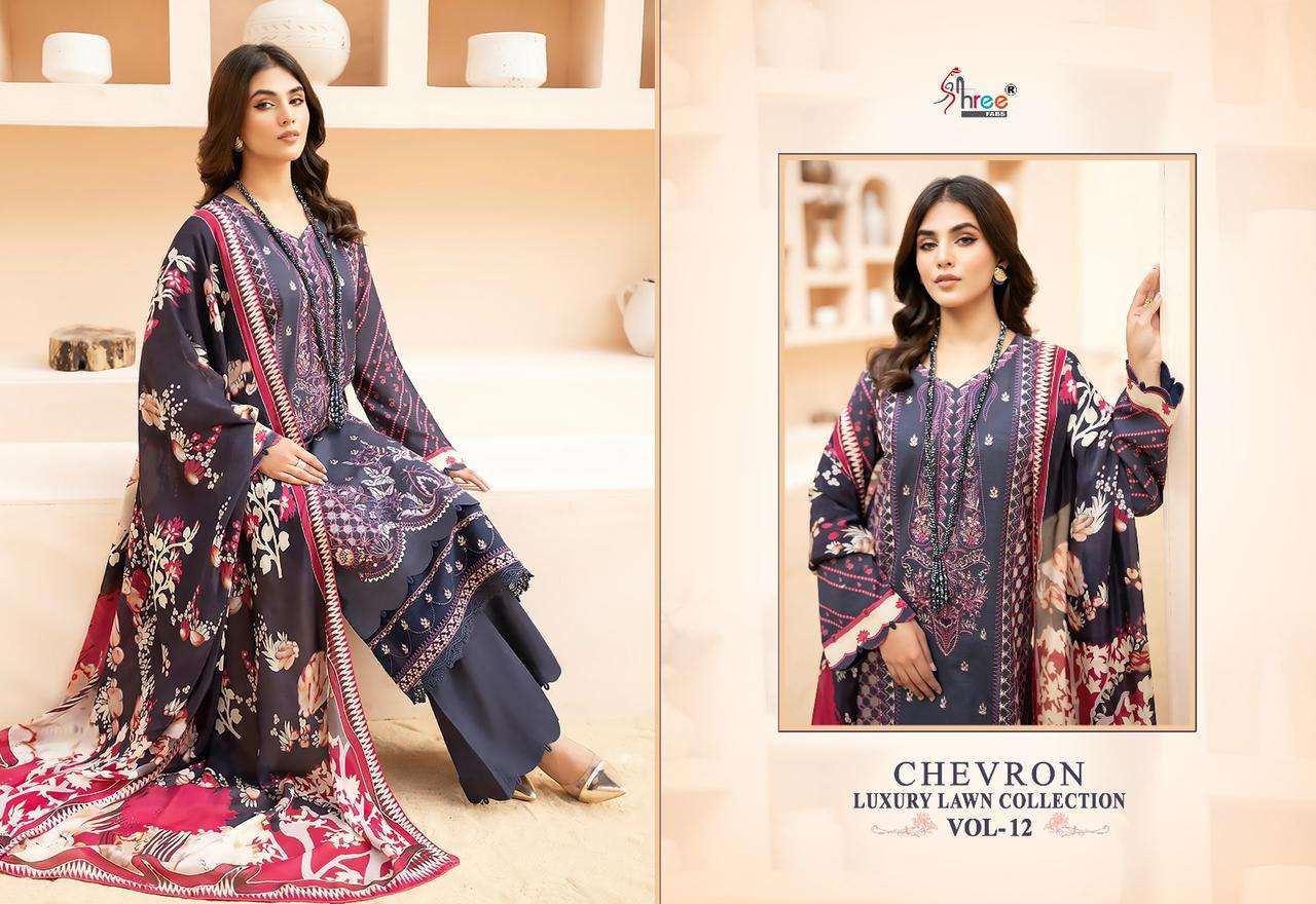 shree fabs chevron vol-12 2522-2526 series unstitched designer pakistani salwar kameez new catalogue 