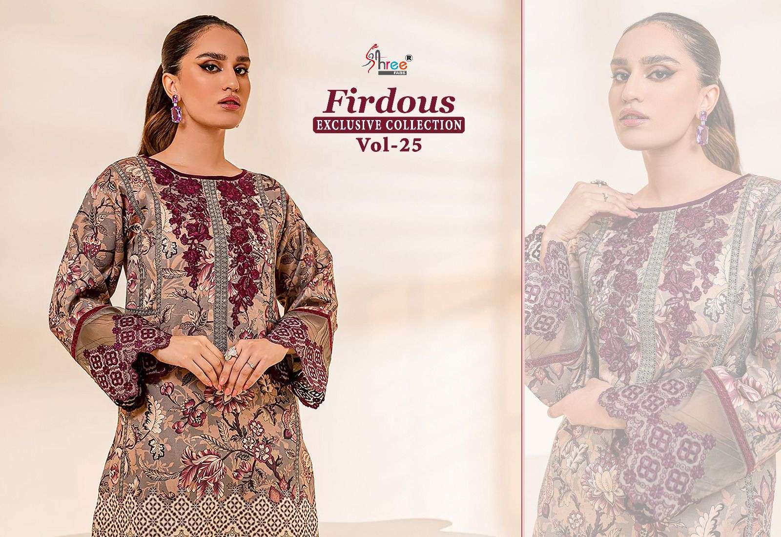 shree fabs firdous vol-25 2449-2453 series pure cotton designer pakistani salwar kameez surat 