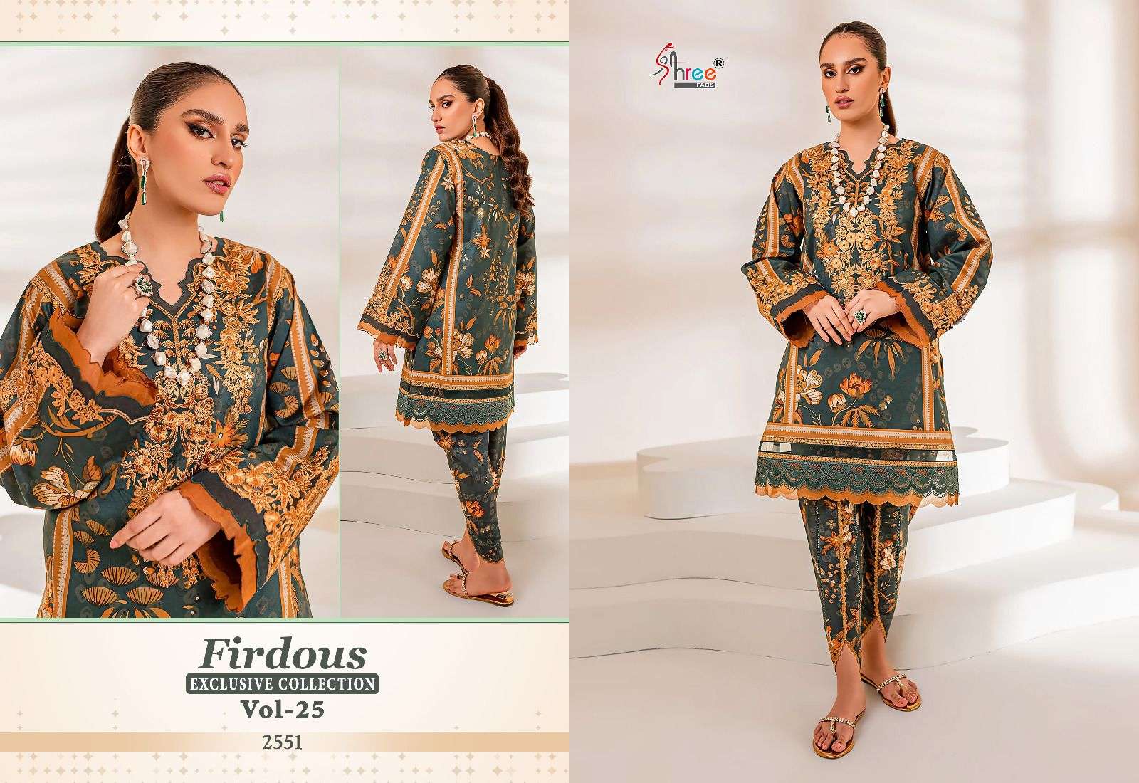 shree fabs firdous vol-25 2449-2453 series pure cotton designer pakistani salwar kameez surat 