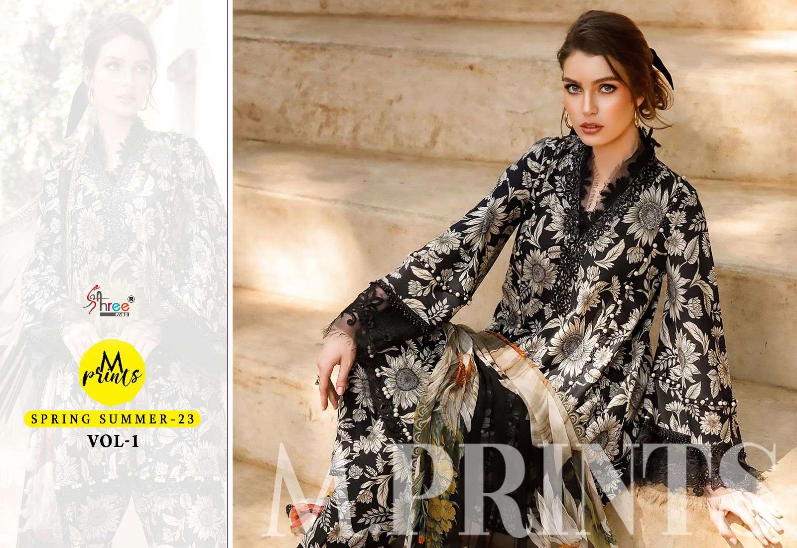 shree fabs m prints spring summer vol-23 2575-2582 series fancy designer pakistani salwar suits manufacturer surat 