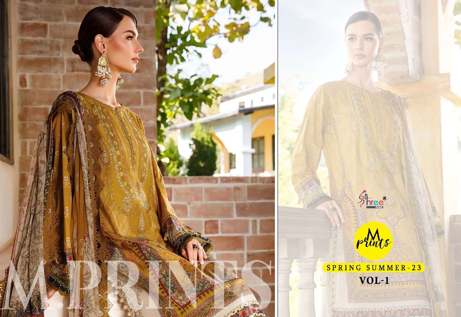 shree fabs m prints spring summer vol-23 2575-2582 series trendy designer pakistani salwar suits wholesale price surat 