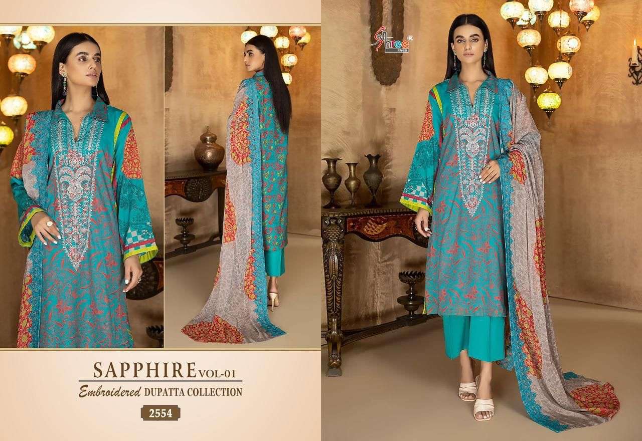 shree fabs sapphire vol-1 2554-2558 series stylish look designer pakistani salwar suits manufacturer surat 