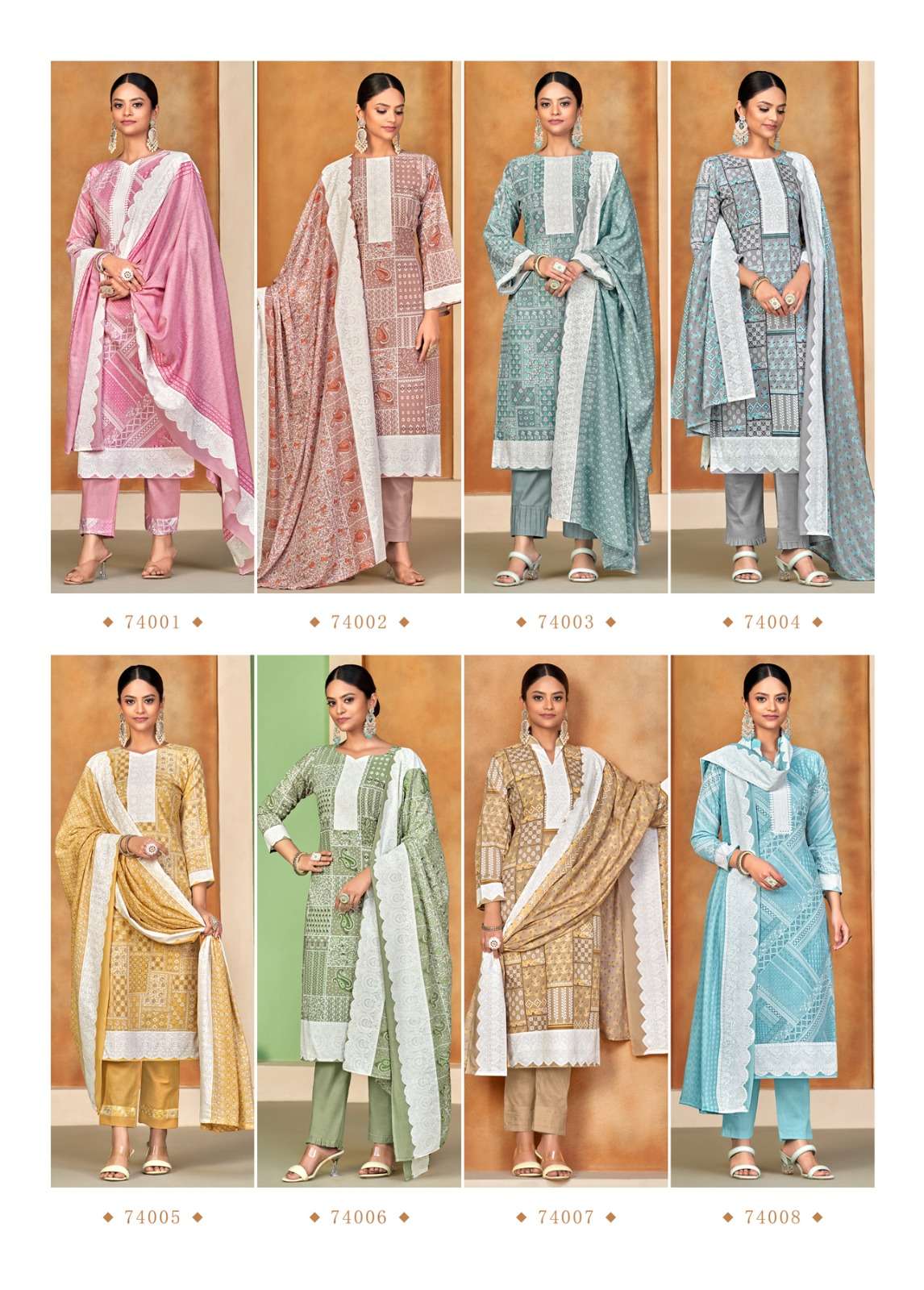 skt suits adhira 74001-74008 series stylish designer top bottom with dupatta latest catalogue surat 