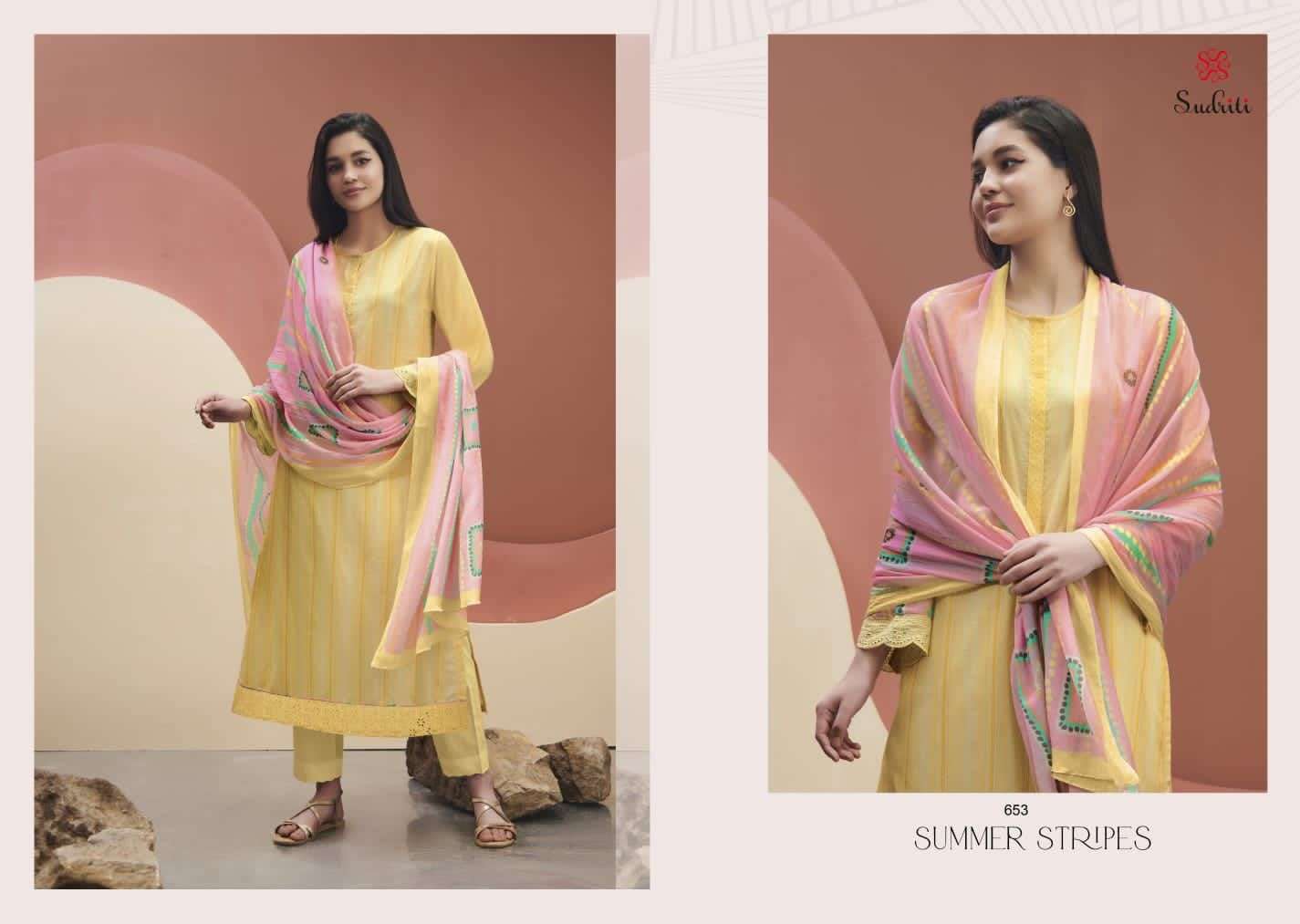 sudriti summer stripes indian designer salwar kameez catalogue online wholesaler surat