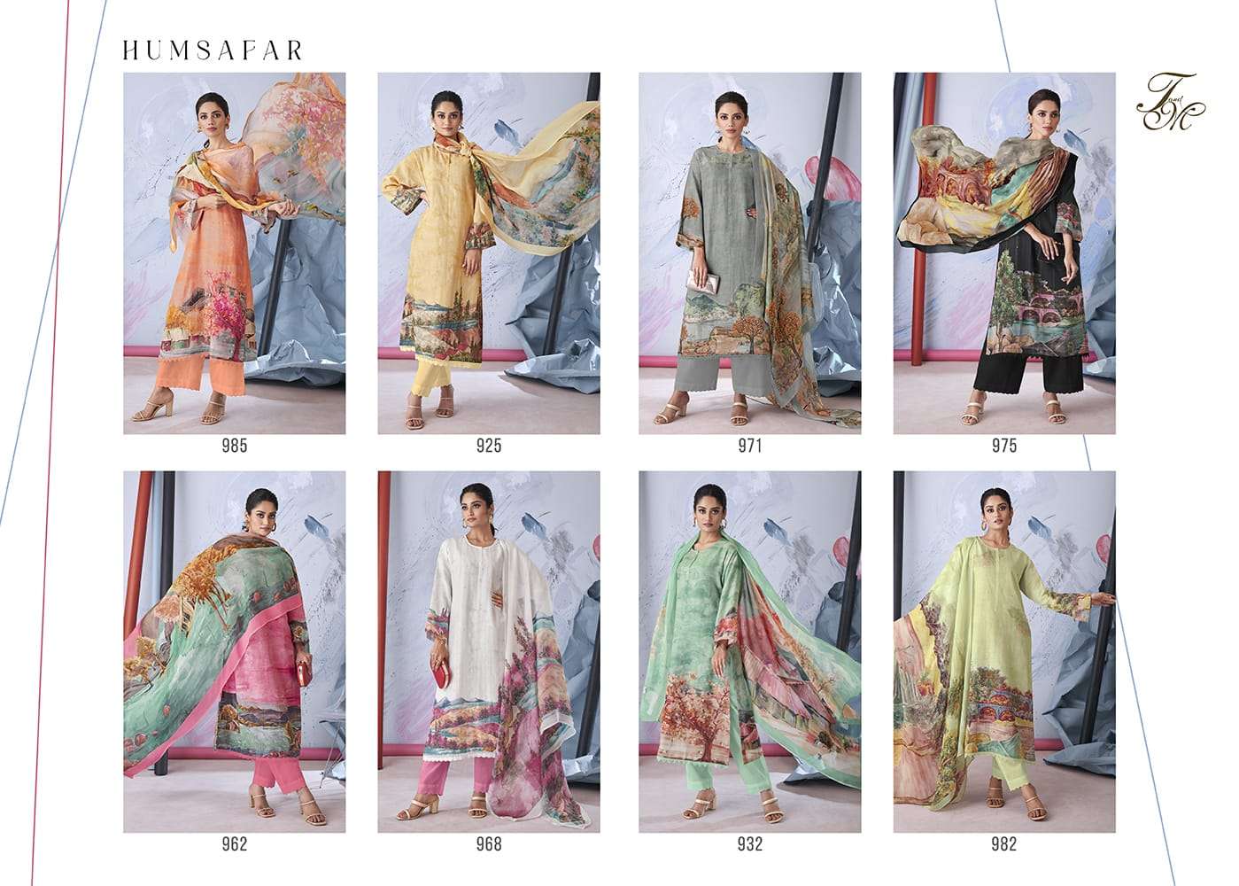 t&m humsafar digital printed with work designer salwar kameez collection 2023 