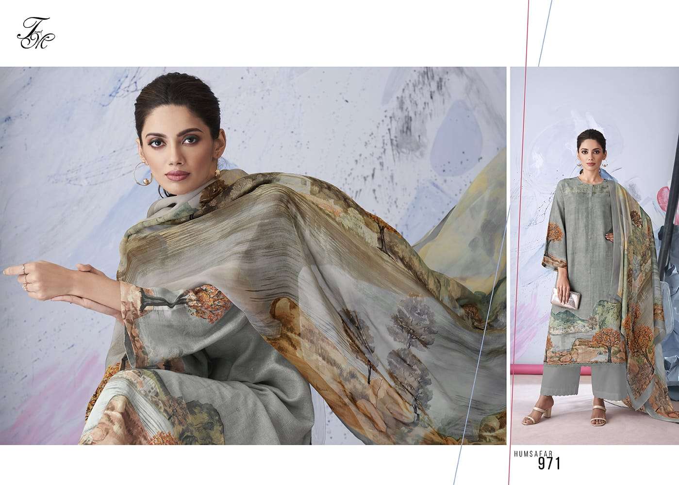 t&m humsafar digital printed with work designer salwar kameez collection 2023 