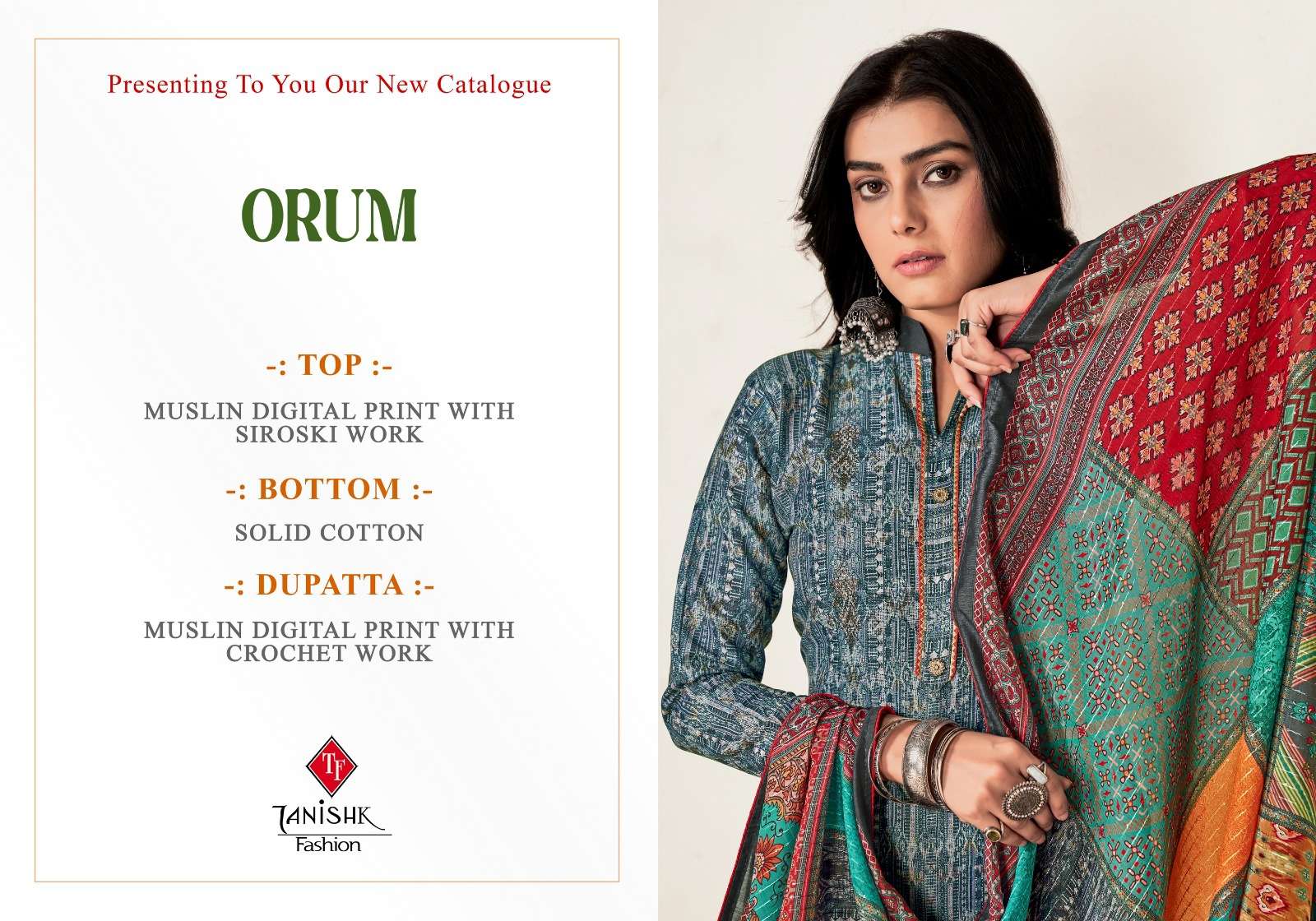 tanishk fashion orum 4501-4506 series unstich designer salwar kameez catalogue wholesale price surat