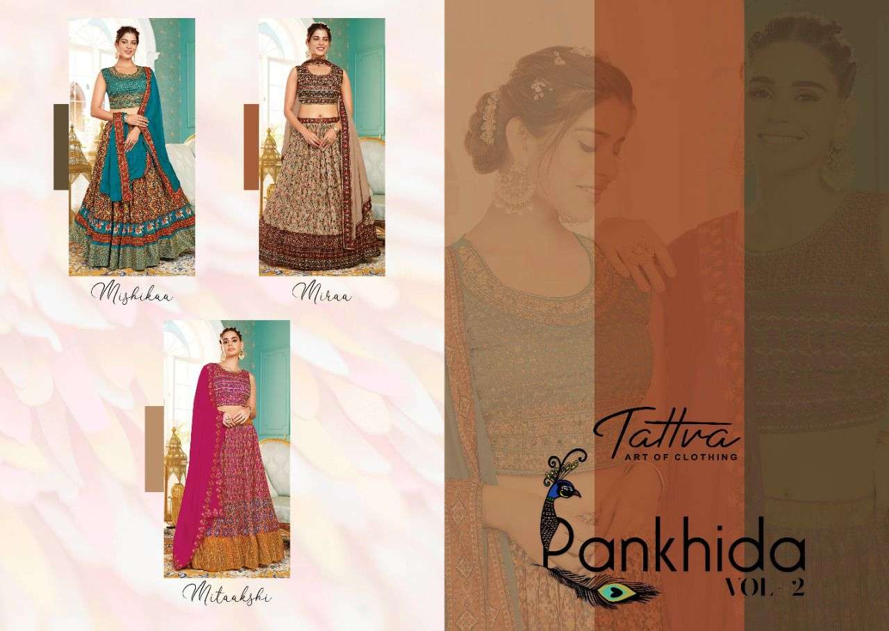 tattva pankhida vol-2 stylish designer party wear top skirt with dupatta catalogue wholesaler surat 