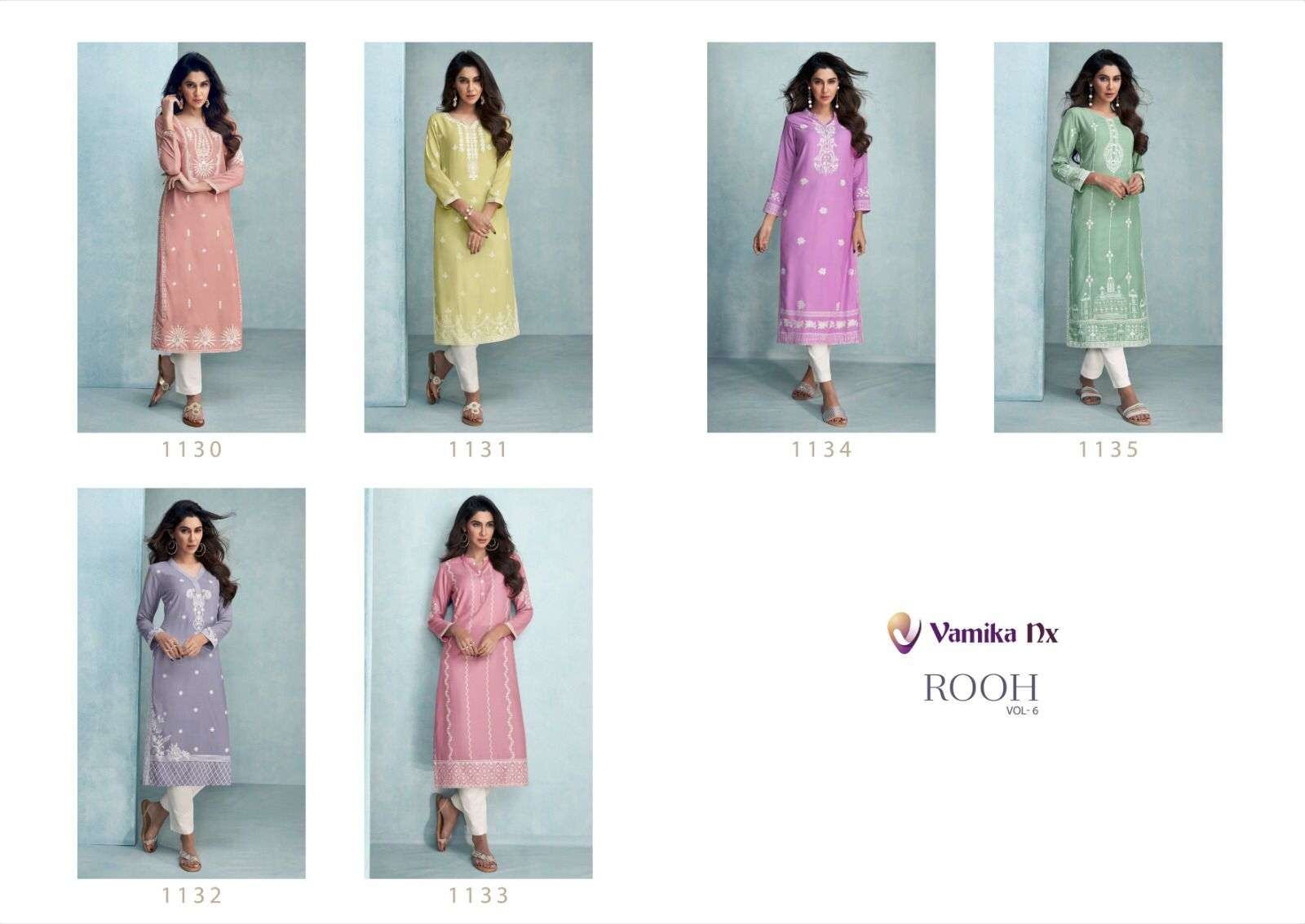 vamika rooh vol-6 1130-1135 series trendy designer kurtis catalogue wholesale price surat 