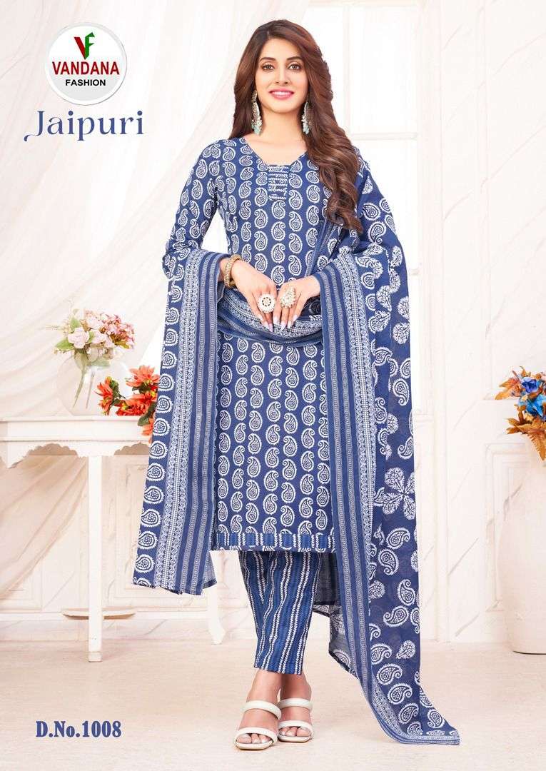 vandana fashion jaipuri vol-1 1001-1012 series pure cotton designer salwar kameez catalogue latest collection surat