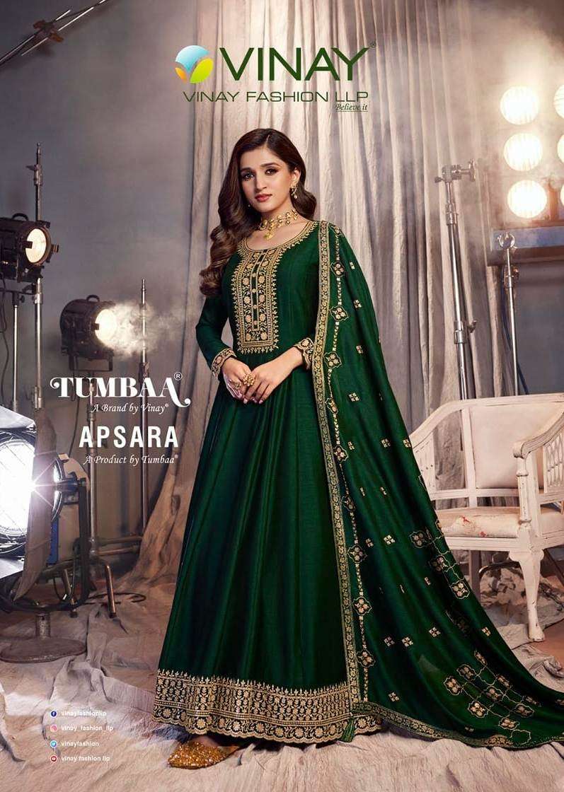 vinay fashion apsara 41201-41206 series readymade designer party wear gown with dupatta latest catalogue surat 