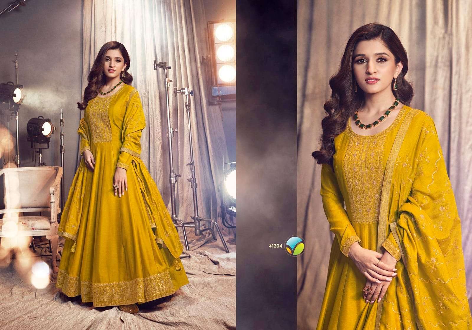 vinay fashion apsara 41201-41206 series readymade designer party wear gown with dupatta latest catalogue surat 