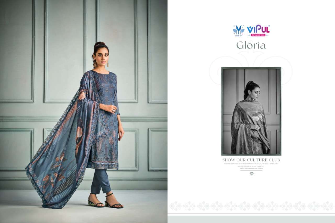 vipul fashion gloria 5121-5127 series chinon digital print with embroidered work salwar suits surat 