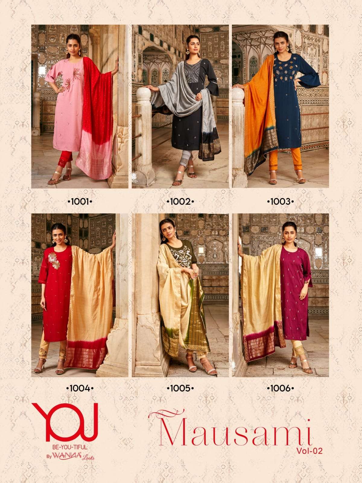 wanna mausami vol-2 1001-1006 series rayon viscose designer kurtis catalogue wholesaler surat 