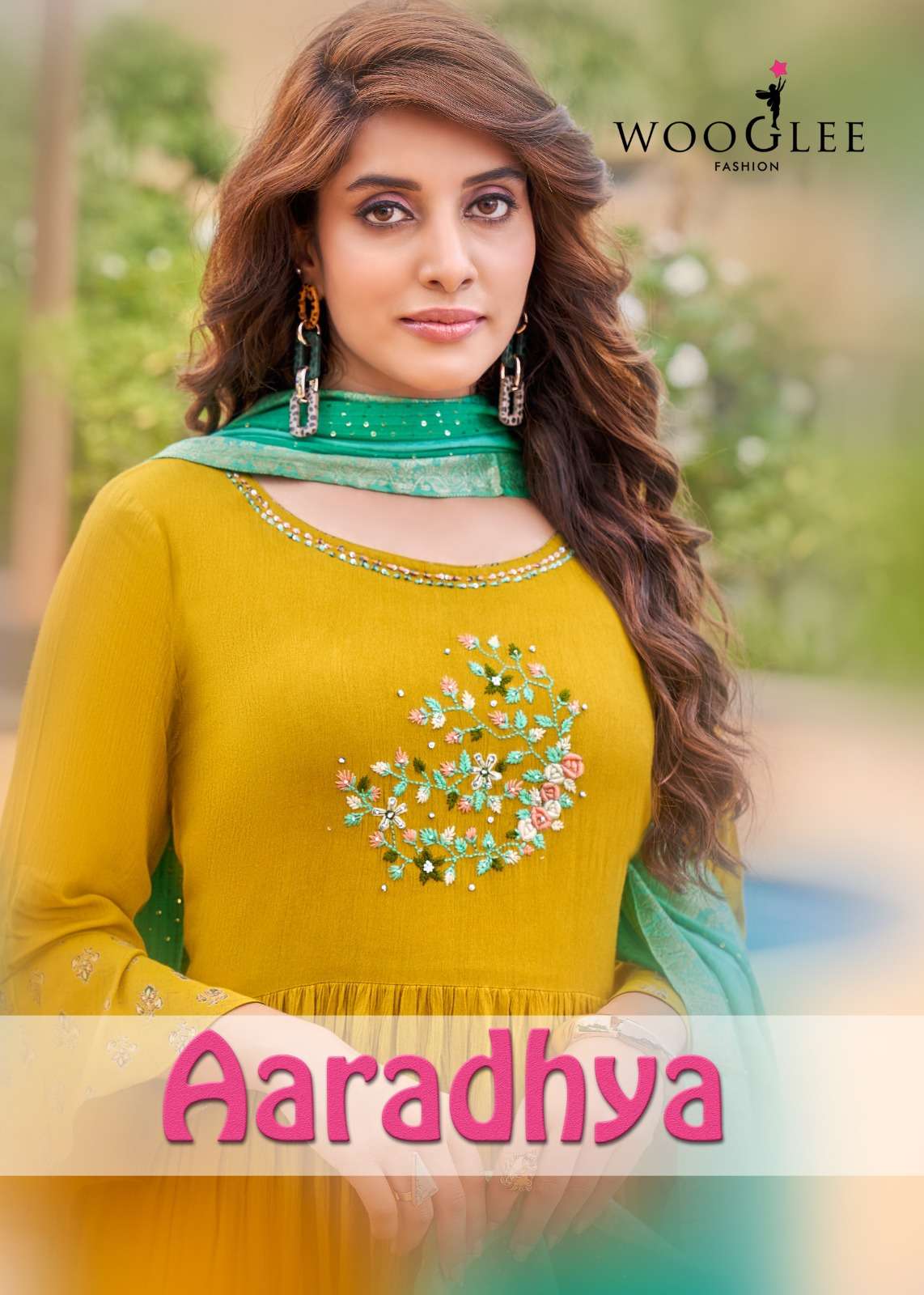 wooglee aaradhya 1001-1004 series rayon printed designer fancy gown catalogue collection surat 