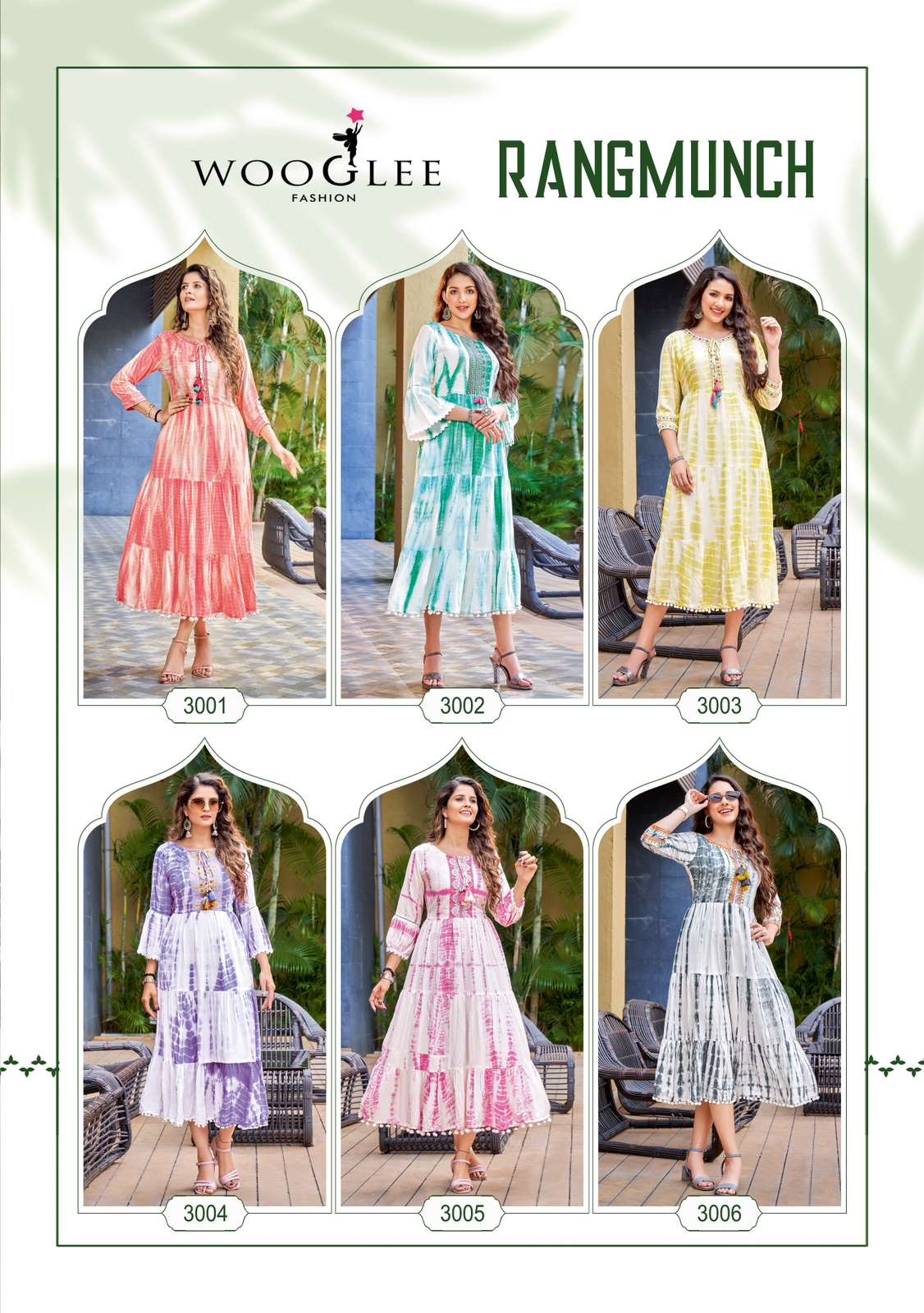 wooglee rangmunch 3001-3006 series fancy designer gown catalogue online supplier surat 