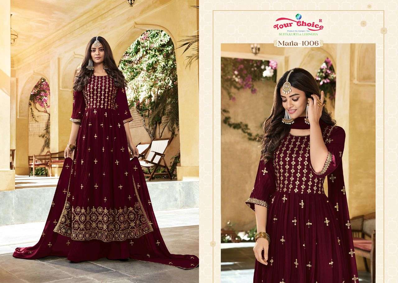 your choice maria nyra 1001-1006 series exclusive designer party wear salwar suits online dealer surat 