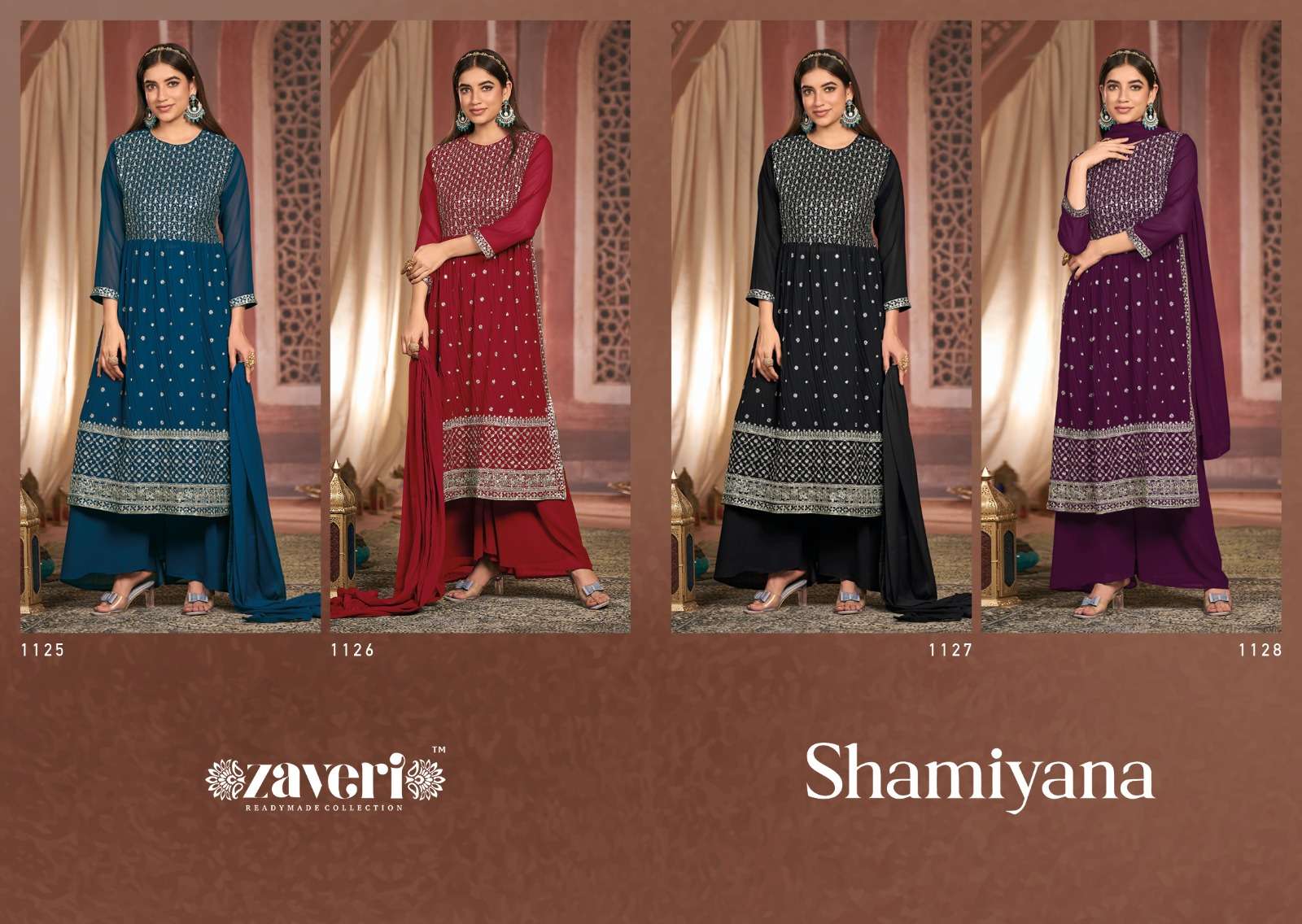 zaveri shamiyana 1125-1128 series function special designer dress catalogue latest collection surat 