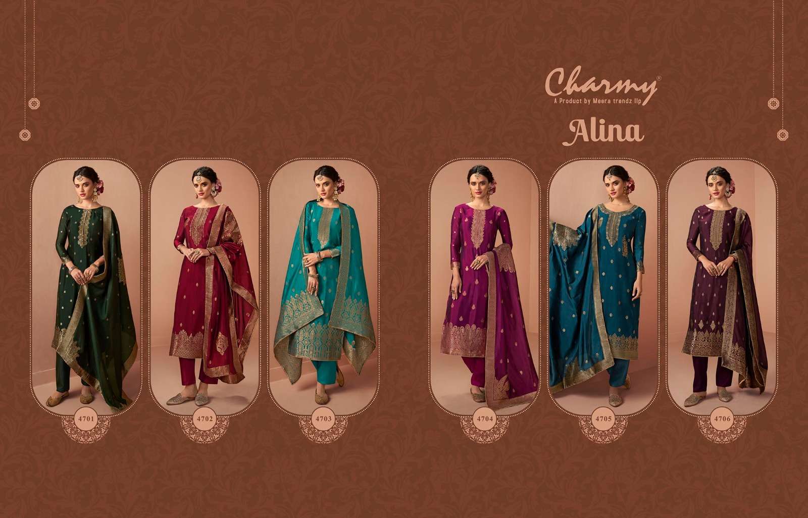 zisa alina 4701-4706 series exclusive designer indian designer salwar kameez catalogue manufacturer surat 