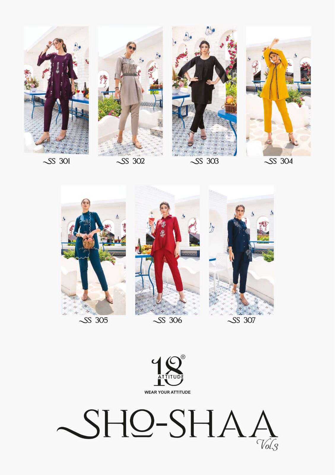 18 attitude sho shaa vol-3 301-307 series fancy look designer top bottom catalogue design 2023 