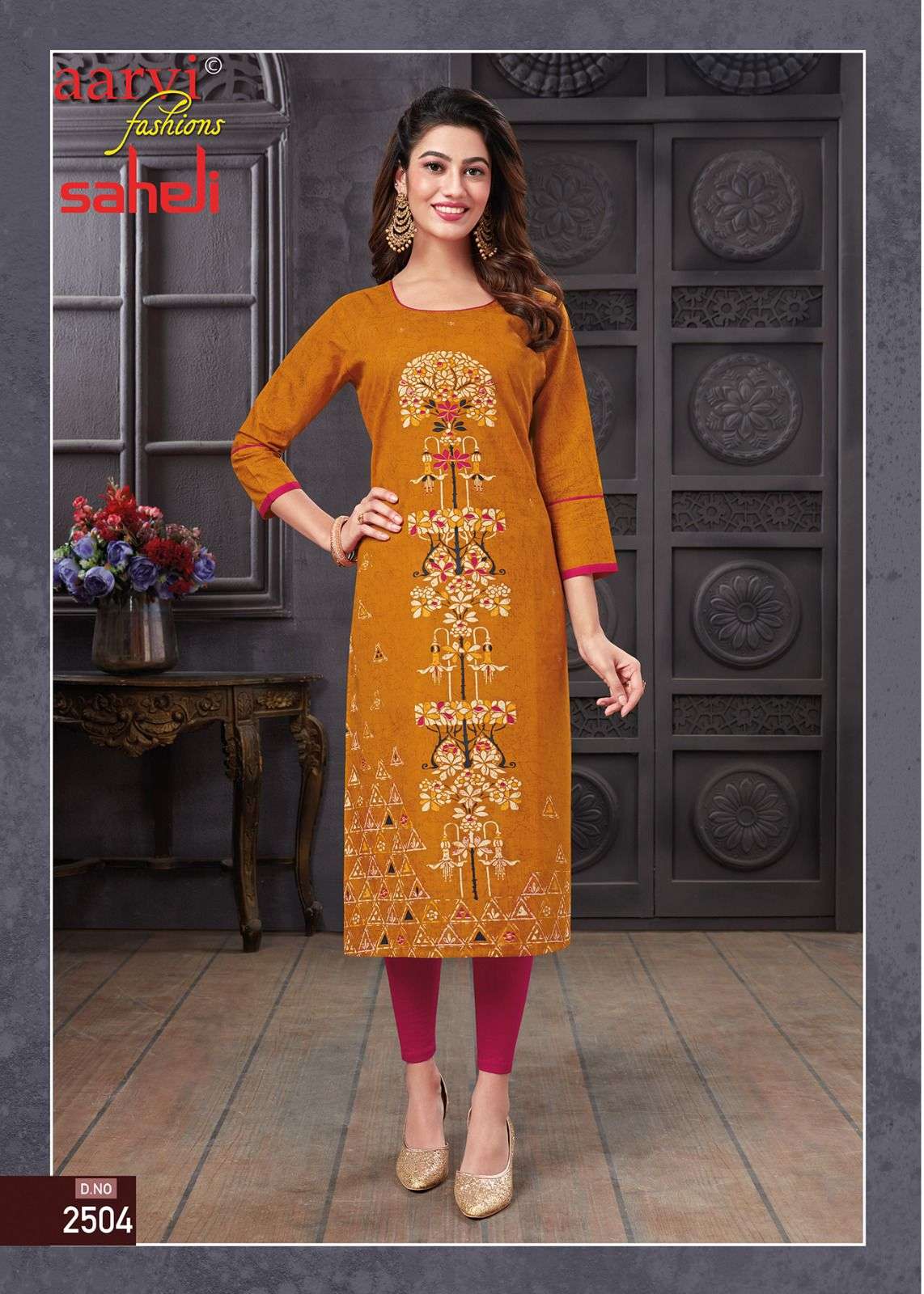aarvi fashion saheli vol-15 2501-2515 series pure cotton designer kurtis catalogue wholesaler surat 