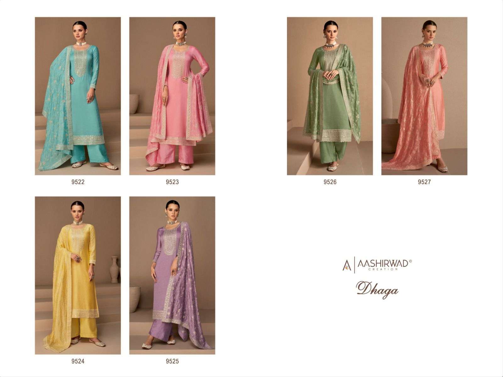 aashirwad creation dhaga 2522-9527 series exclusive designer salwar kameez catalogue design 2023 