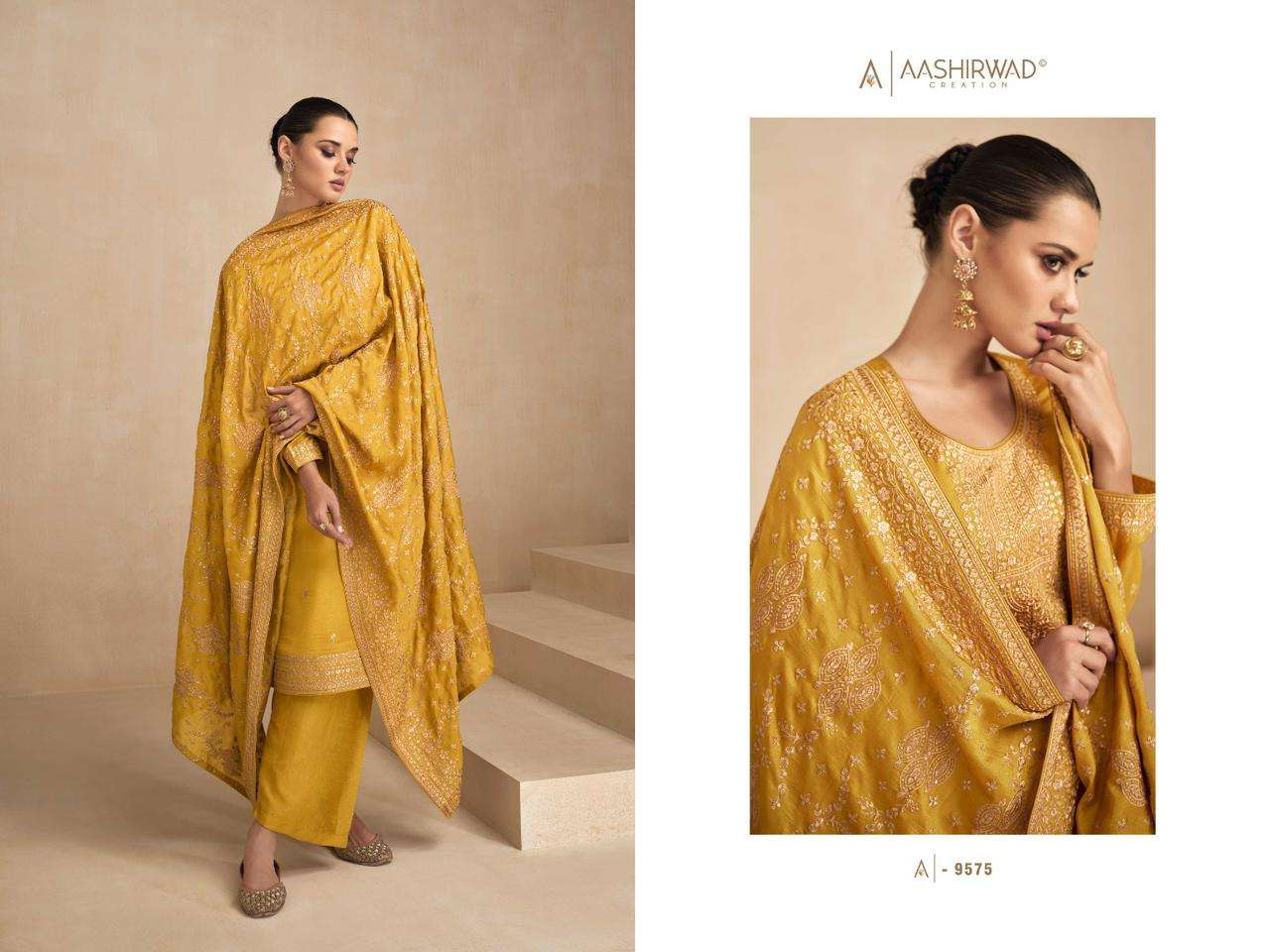 aashirwad creation garima 9571-9576 series exclusive designer salwar kameez catalogue wholesaler surat