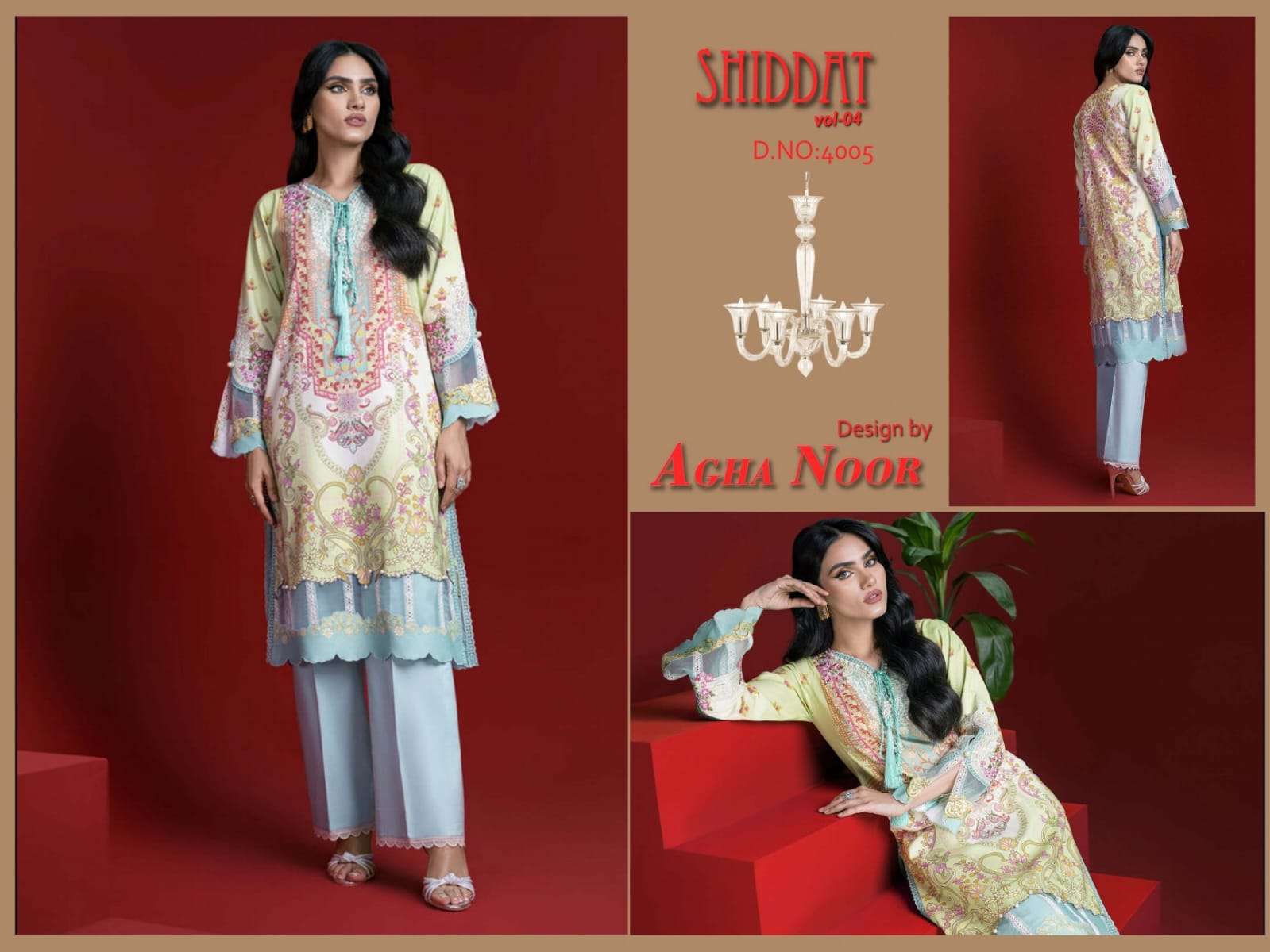agha noor shiddat vol-4 4001-4010 series fancy designer kurtis catalogue wholesaler surat 